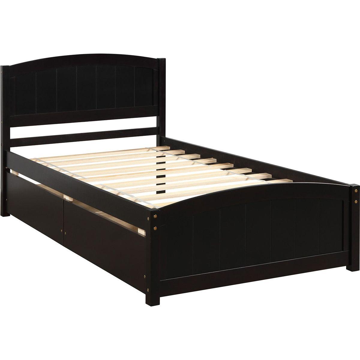Twin size Platform Bed with Two Drawers, Espresso
