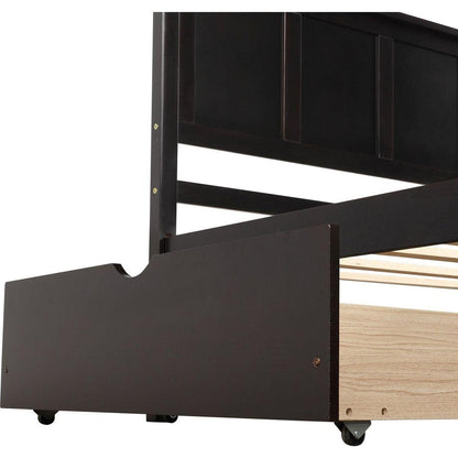 Platform Storage Bed, 2 drawers with wheels, Twin Size Frame, Espresso