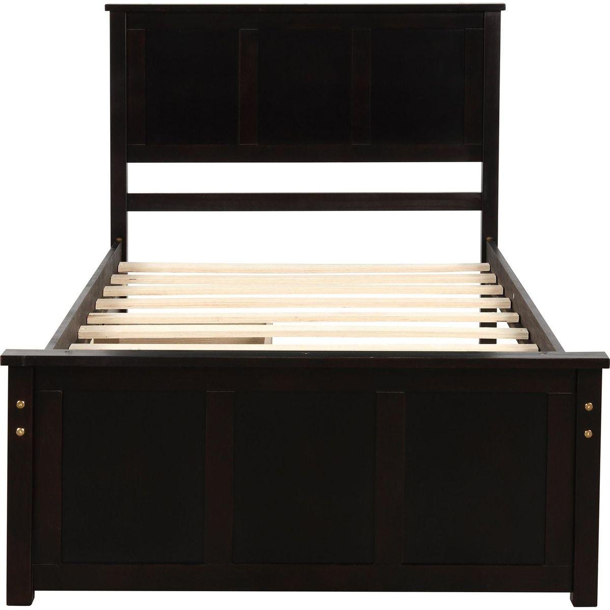 Platform Storage Bed, 2 drawers with wheels, Twin Size Frame, Espresso