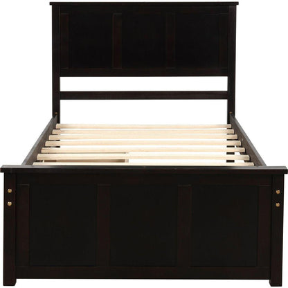 Platform Storage Bed, 2 drawers with wheels, Twin Size Frame, Espresso