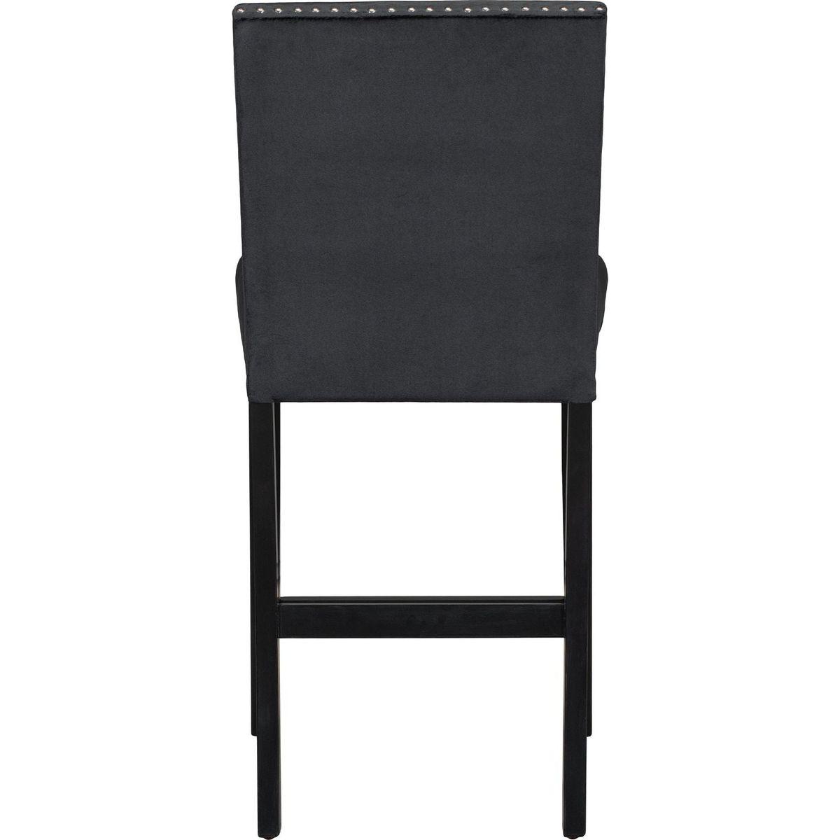 5-piece Counter Height Dining Table Set with One Faux Marble Top Dining Table and Four Velvet-Upholstered Chairs,Black
