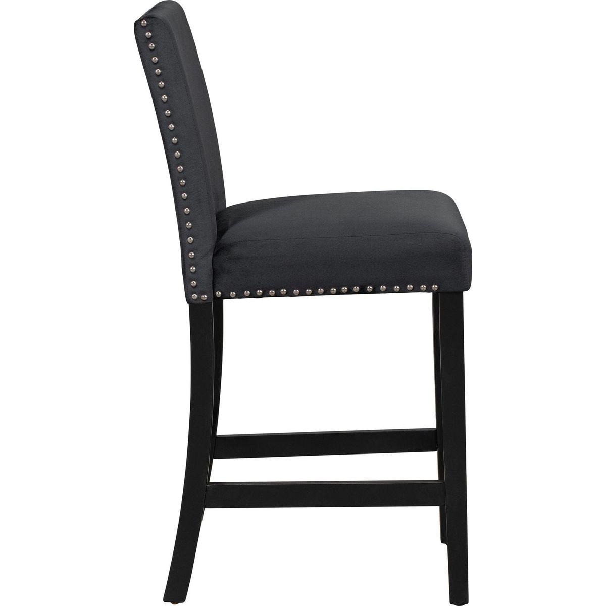 5-piece Counter Height Dining Table Set with One Faux Marble Top Dining Table and Four Velvet-Upholstered Chairs,Black