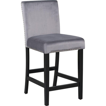 5-piece Counter Height Dining Table Set with One Faux Marble Top Dining Table and Four Velvet-Upholstered Chairs,Grey