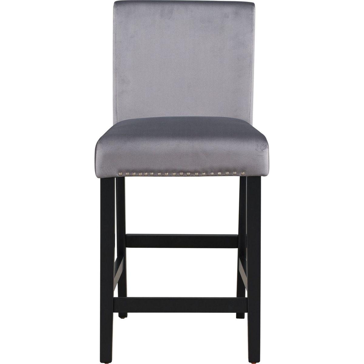 5-piece Counter Height Dining Table Set with One Faux Marble Top Dining Table and Four Velvet-Upholstered Chairs,Grey