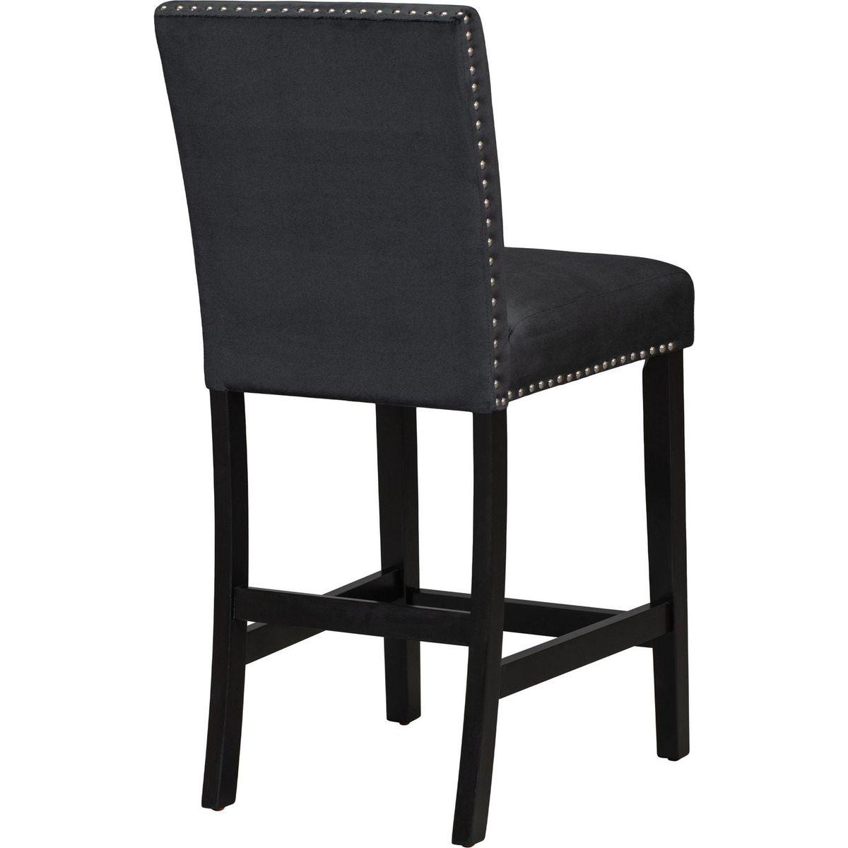 5-piece Counter Height Dining Table Set with One Faux Marble Top Dining Table and Four Velvet-Upholstered Chairs,Black