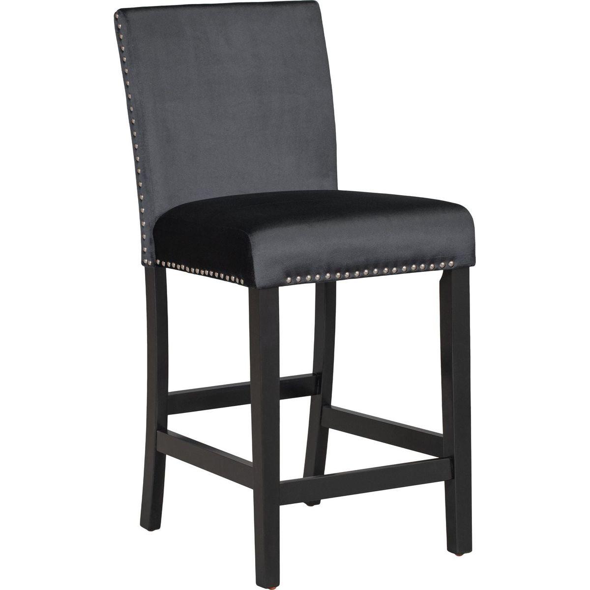 5-piece Counter Height Dining Table Set with One Faux Marble Top Dining Table and Four Velvet-Upholstered Chairs,Black