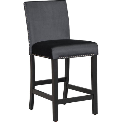 5-piece Counter Height Dining Table Set with One Faux Marble Top Dining Table and Four Velvet-Upholstered Chairs,Black