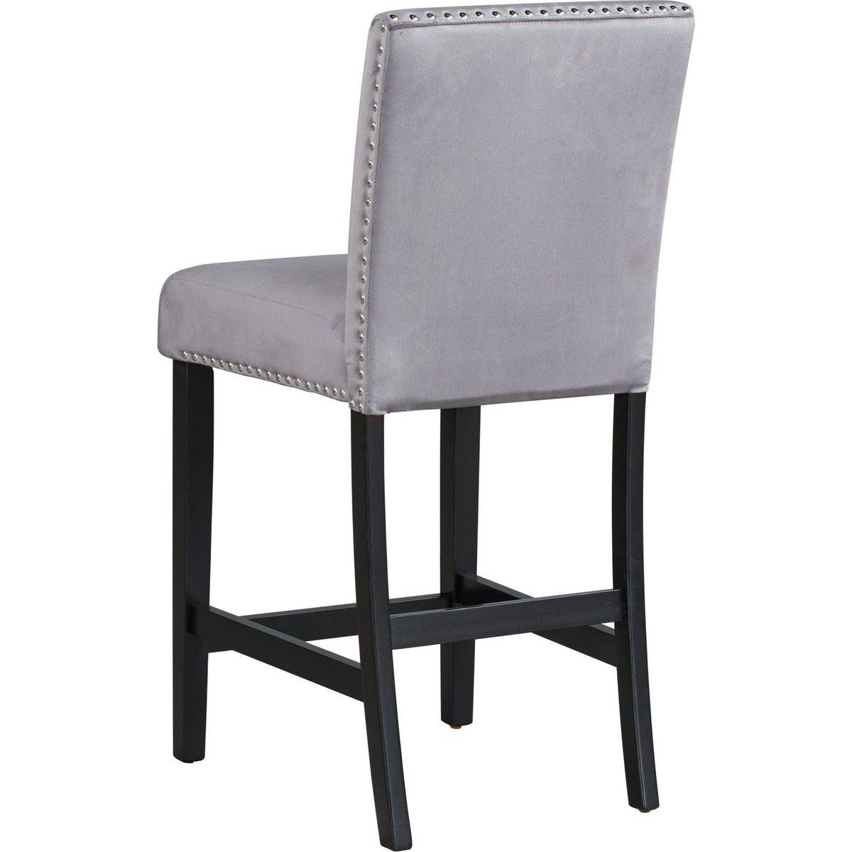 5-piece Counter Height Dining Table Set with One Faux Marble Top Dining Table and Four Velvet-Upholstered Chairs,Grey