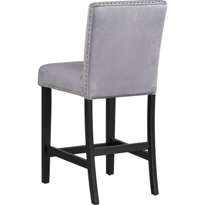 5-piece Counter Height Dining Table Set with One Faux Marble Top Dining Table and Four Velvet-Upholstered Chairs,Grey