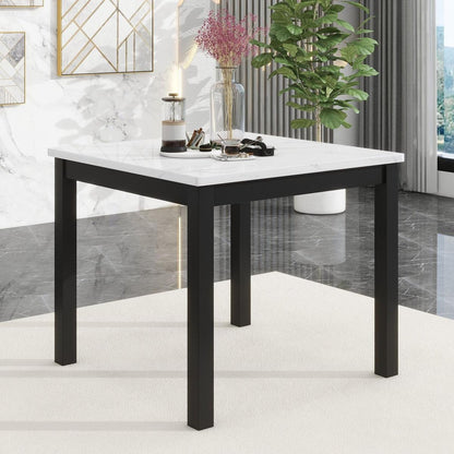 5-piece Counter Height Dining Table Set with One Faux Marble Top Dining Table and Four Velvet-Upholstered Chairs,Black