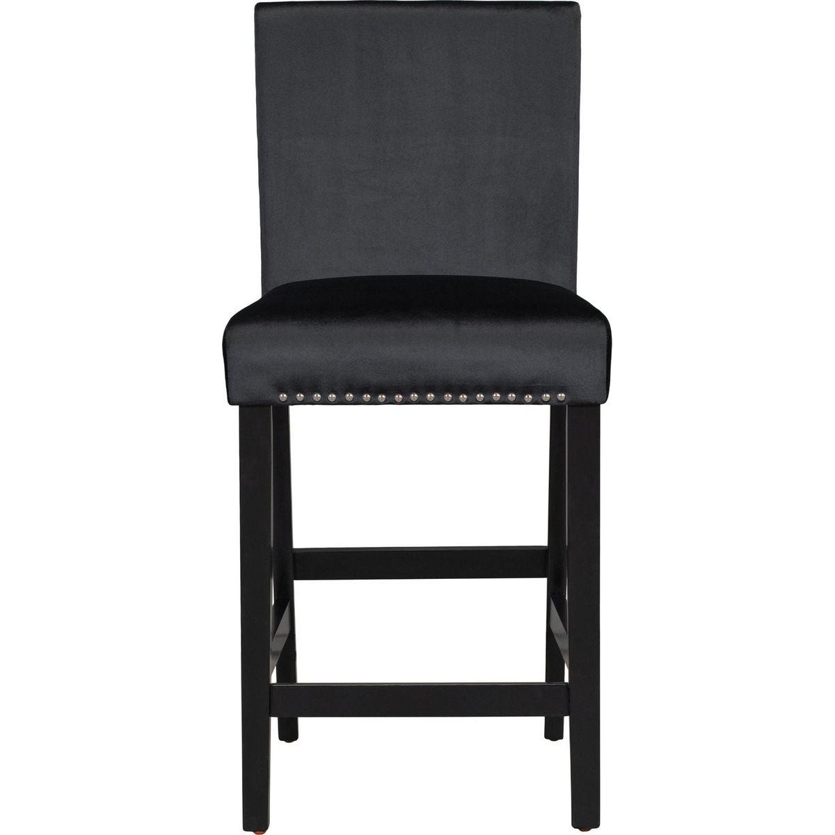 5-piece Counter Height Dining Table Set with One Faux Marble Top Dining Table and Four Velvet-Upholstered Chairs,Black