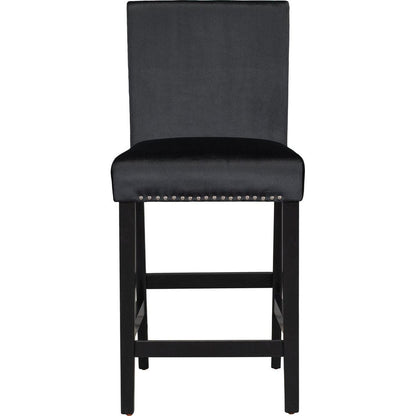 5-piece Counter Height Dining Table Set with One Faux Marble Top Dining Table and Four Velvet-Upholstered Chairs,Black