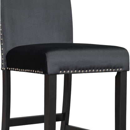 5-piece Counter Height Dining Table Set with One Faux Marble Top Dining Table and Four Velvet-Upholstered Chairs,Black