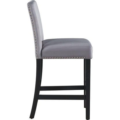 5-piece Counter Height Dining Table Set with One Faux Marble Top Dining Table and Four Velvet-Upholstered Chairs,Grey