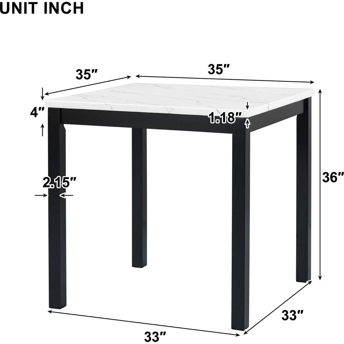5-piece Counter Height Dining Table Set with One Faux Marble Top Dining Table and Four Velvet-Upholstered Chairs,Black