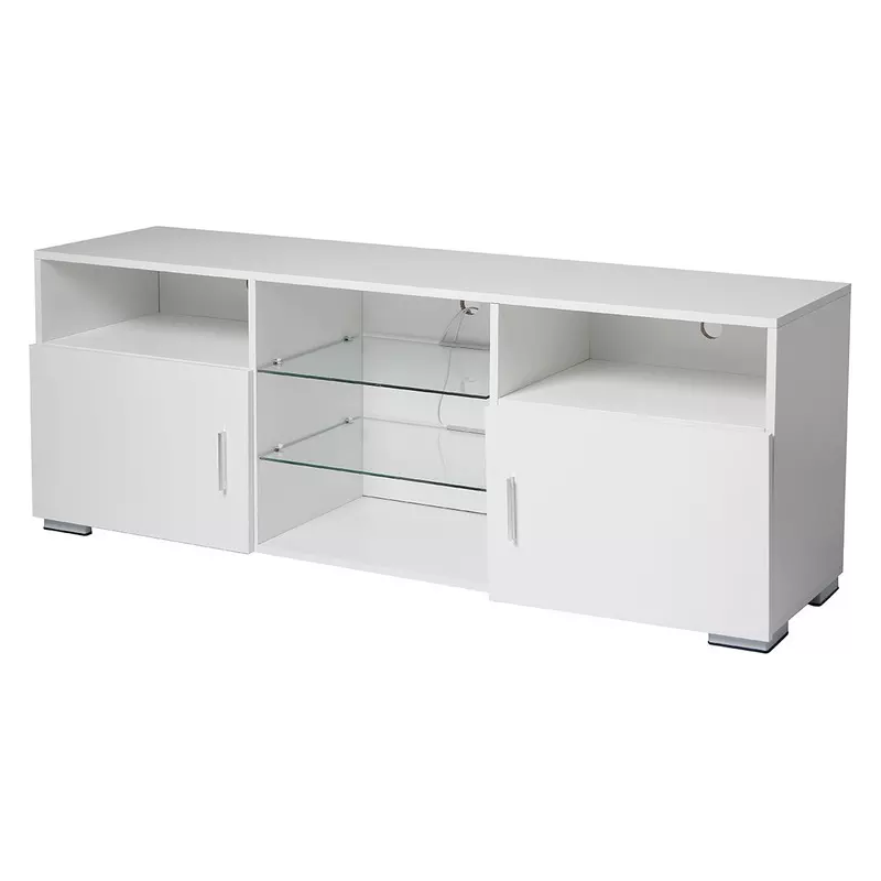 TV Stand for 32-60 inch TV, Modern Television Table Center Media Console with Drawer and Led Lights, Matt Entertainment Center for Living Game Room Bedroom.