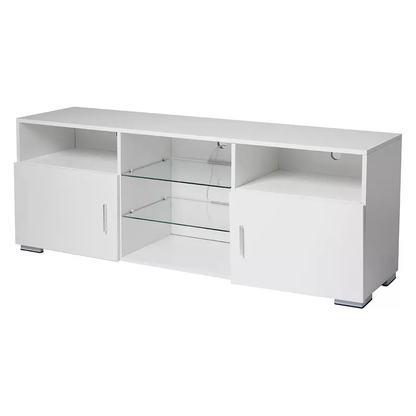 TV Stand for 32-60 inch TV, Modern Television Table Center Media Console with Drawer and Led Lights, Matt Entertainment Center for Living Game Room Bedroom.