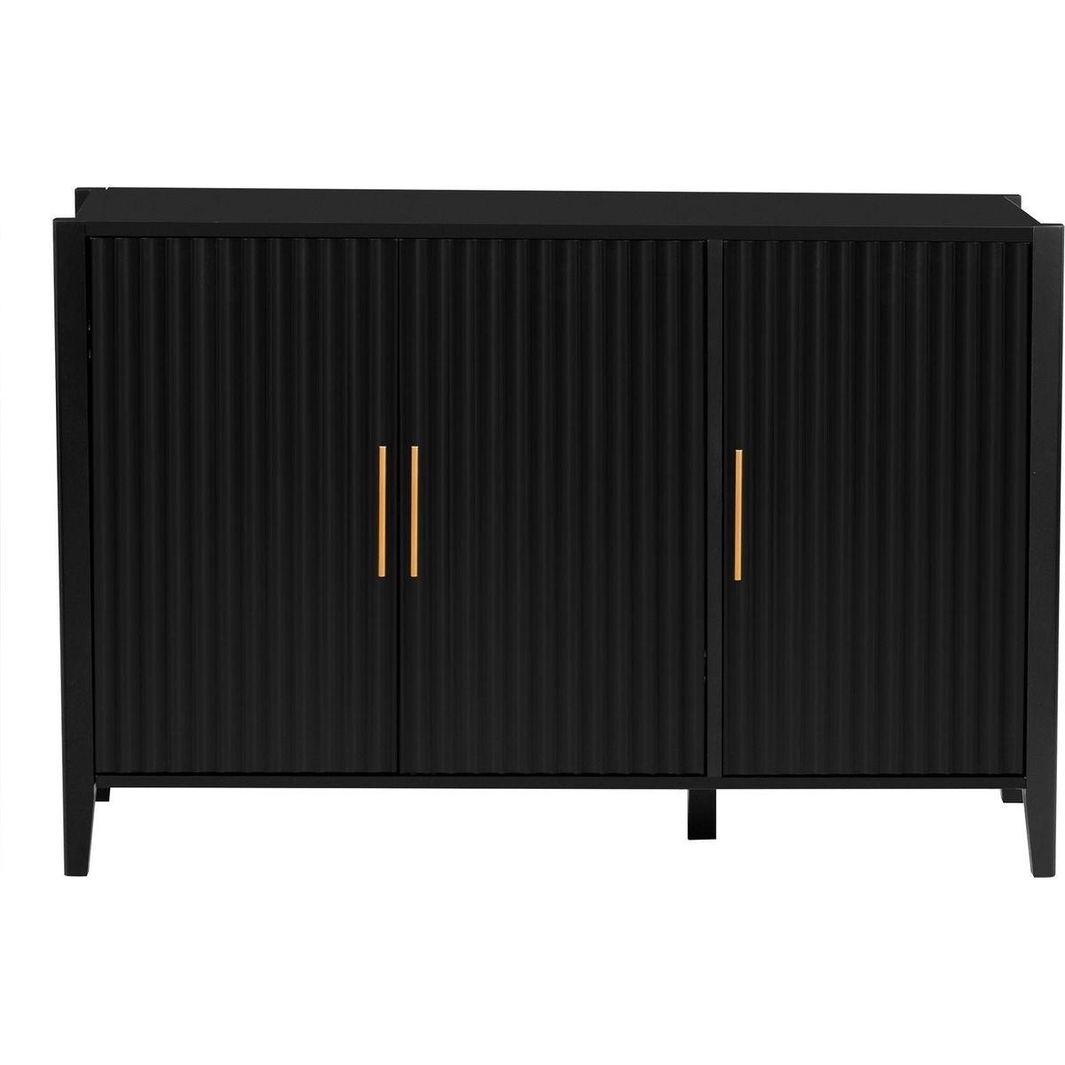 Featured Three-door Storage Cabinet with Metal Handles, Suitable for Corridors, Entrances, Living rooms, and Bedrooms