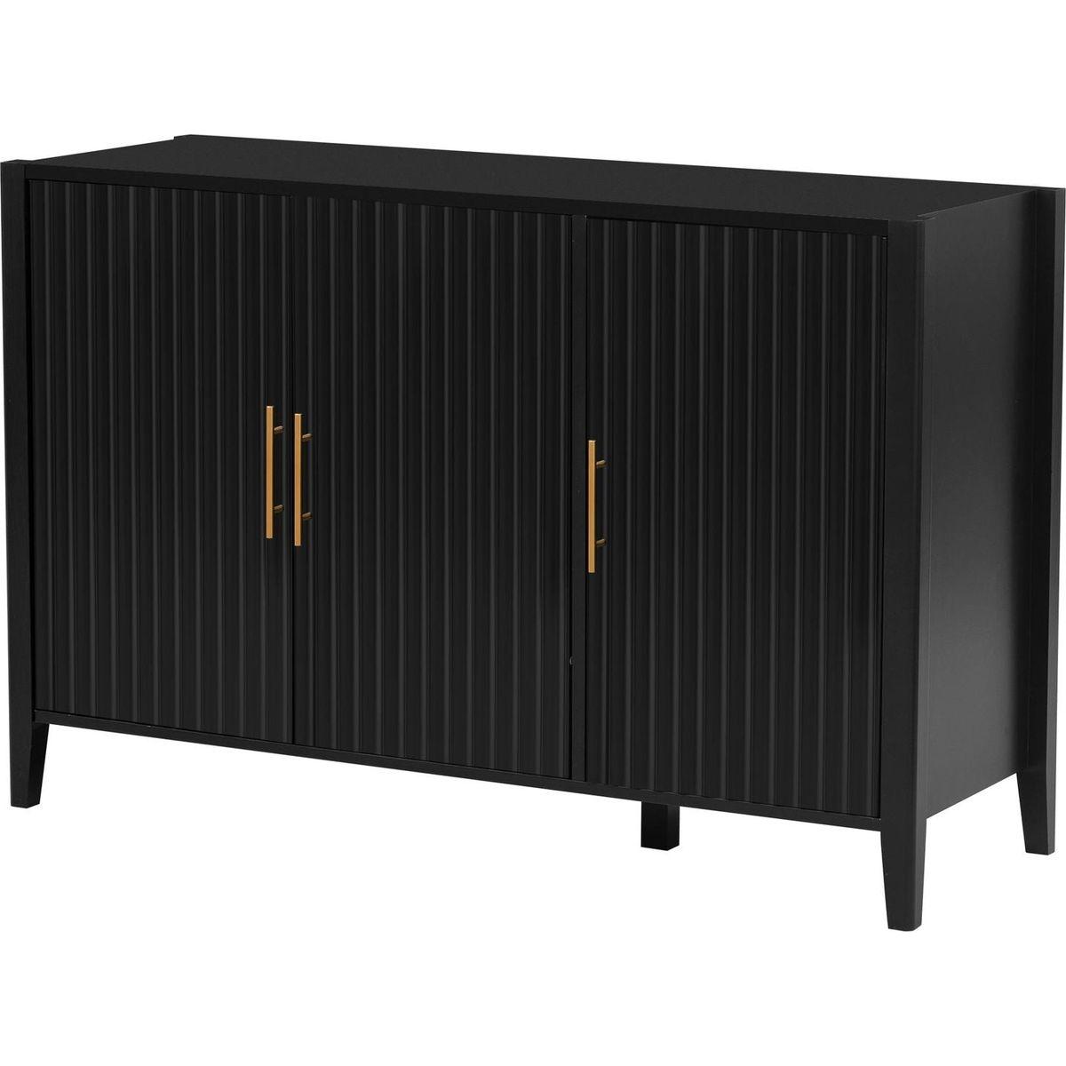 Featured Three-door Storage Cabinet with Metal Handles, Suitable for Corridors, Entrances, Living rooms, and Bedrooms
