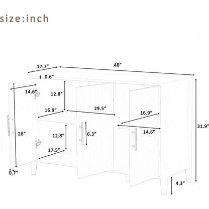 Featured Three-door Storage Cabinet with Metal Handles, Suitable for Corridors, Entrances, Living rooms, and Bedrooms