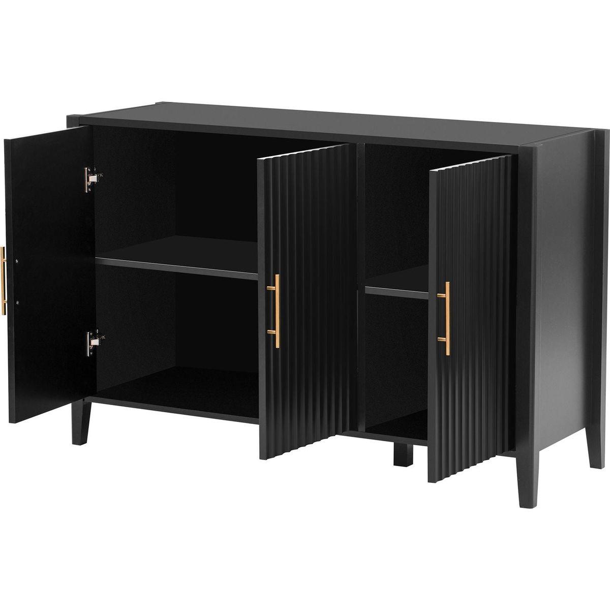 Featured Three-door Storage Cabinet with Metal Handles, Suitable for Corridors, Entrances, Living rooms, and Bedrooms