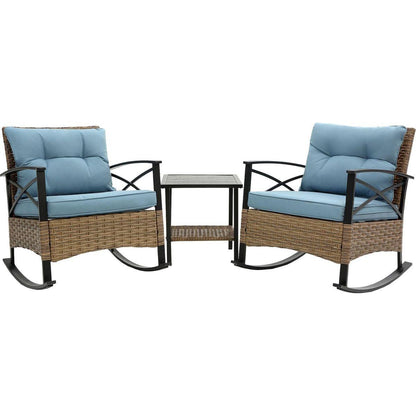 3pcs rocking rattan set wholesale leisure chair outdoor rattan rocking chair set grey