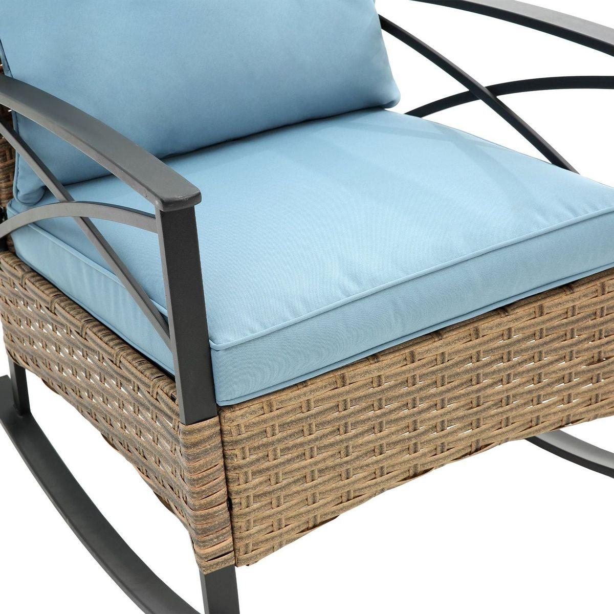 3pcs rocking rattan set wholesale leisure chair outdoor rattan rocking chair set grey