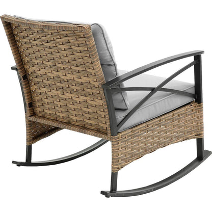 3pcs rocking rattan set wholesale leisure chair outdoor rattan rocking chair set grey