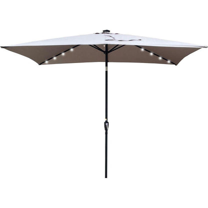 10 x 6.5t Rectangular Patio Solar LED Lighted Outdoor Umbrellas with Crank and Push Button Tilt for Garden Backyard Pool Swimming Pool