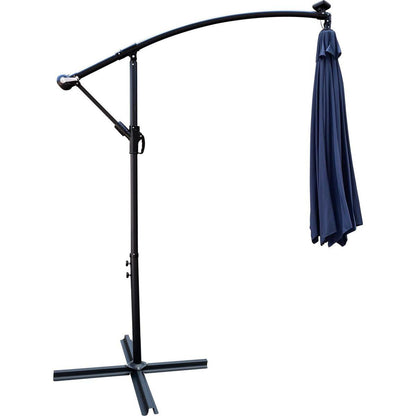 10 ft Outdoor Patio Umbrella Solar Powered LED Lighted Sun Shade Market Waterproof 8 Ribs Umbrella with Crank and Cross Base for Garden Deck Backyard Pool Shade Outside Deck Swimming Pool