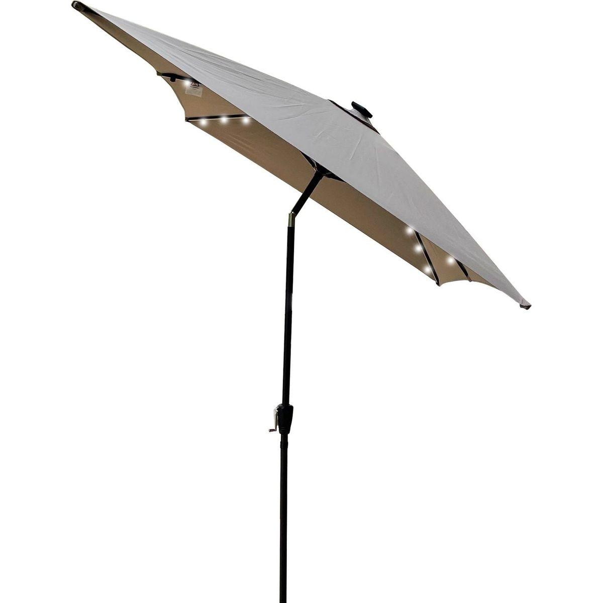 10 x 6.5t Rectangular Patio Solar LED Lighted Outdoor Umbrellas with Crank and Push Button Tilt for Garden Backyard Pool Swimming Pool