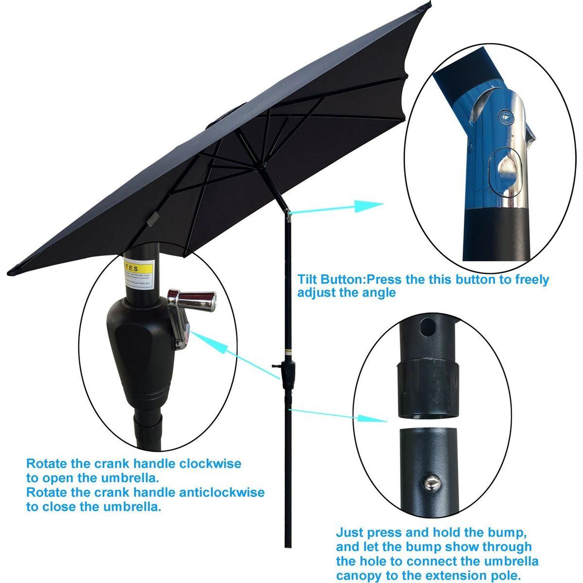 6 x 9ft Patio Umbrella Outdoor Waterproof Umbrella with Crank and Push Button Tilt without flap for Garden Backyard Pool Swimming Pool Market