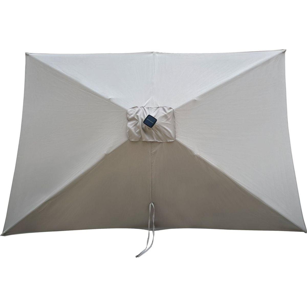 10 x 6.5t Rectangular Patio Solar LED Lighted Outdoor Umbrellas with Crank and Push Button Tilt for Garden Backyard Pool Swimming Pool