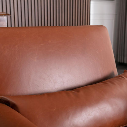 Accent chair, KD rubber wood legs with Walnut finish. PU leather cover the seat. With a cushion.Brown