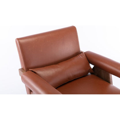 Accent chair, KD rubber wood legs with Walnut finish. PU leather cover the seat. With a cushion.Brown