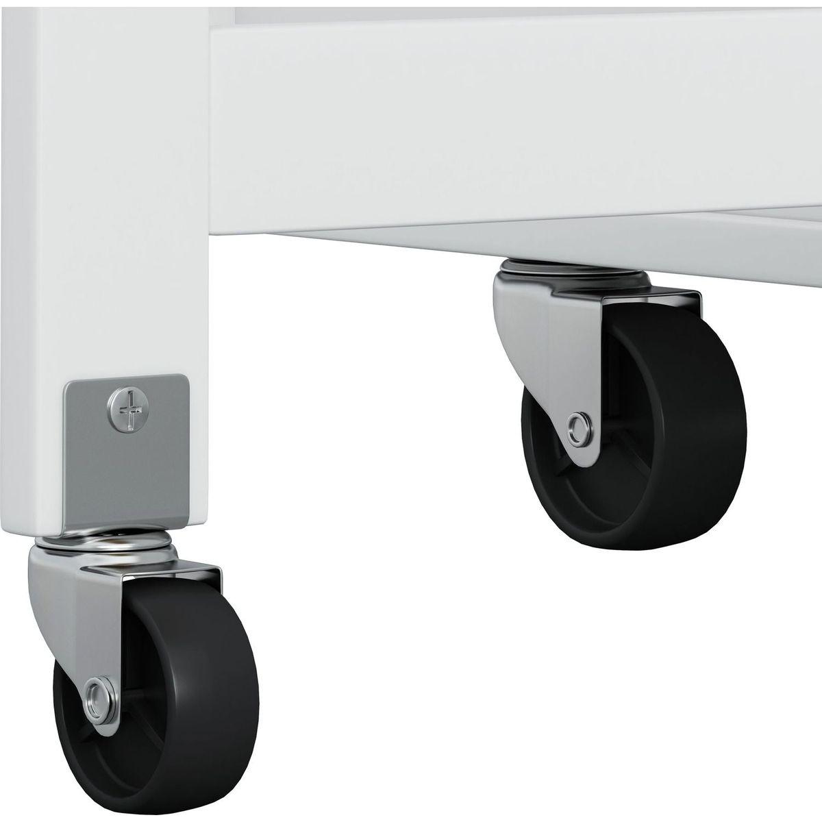 Multi-Functional Kitchen Island Cart with 2 Door Cabinet and Two Drawers,Spice Rack, Towel Holder, Wine Rack, and Foldable Rubberwood Table Top (White)