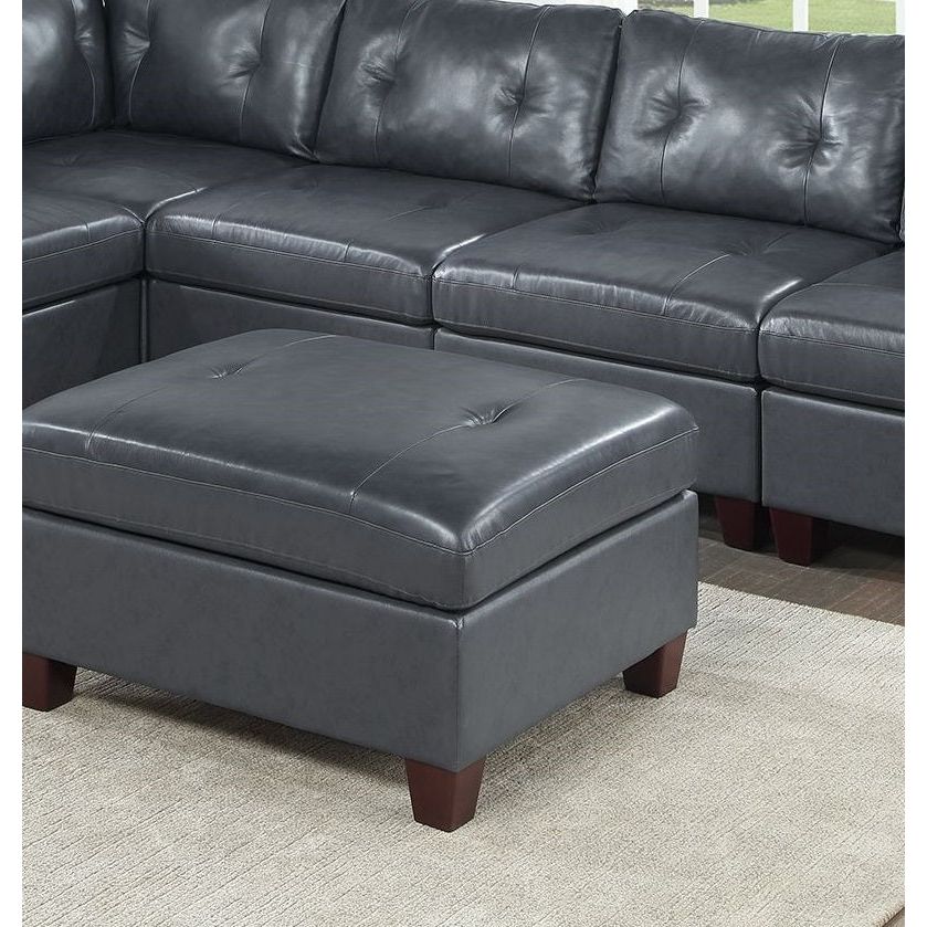 Contemporary Genuine Leather 1pc Armless Chair Black Color Tufted Seat Living Room Furniture