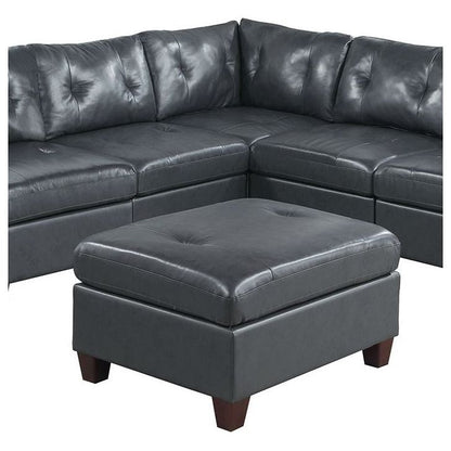 Contemporary Genuine Leather 1pc Armless Chair Black Color Tufted Seat Living Room Furniture