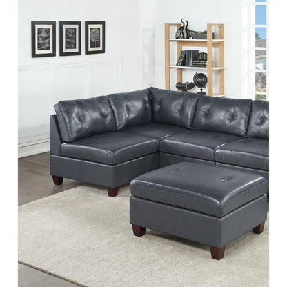 Contemporary Genuine Leather 1pc Armless Chair Black Color Tufted Seat Living Room Furniture