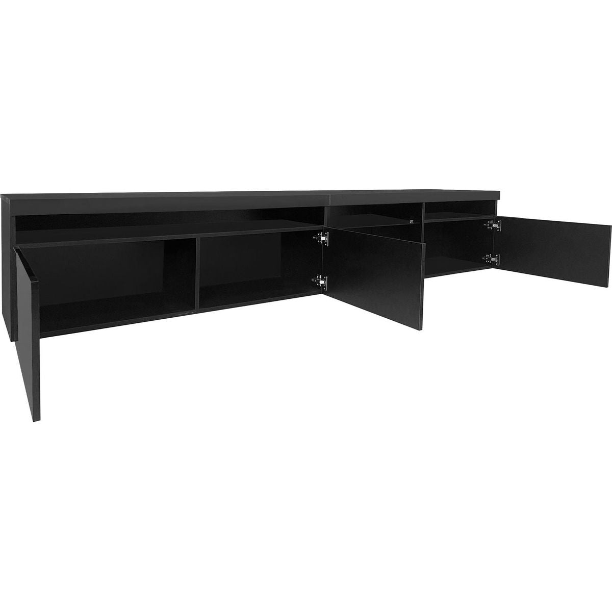 Unique Design TV Stand with 2 Glass Shelves, Ample Storage Space Media Console for TVs Up to 100", Versatile TV Cabinet with LED Color Changing Lights for Living Room, Black