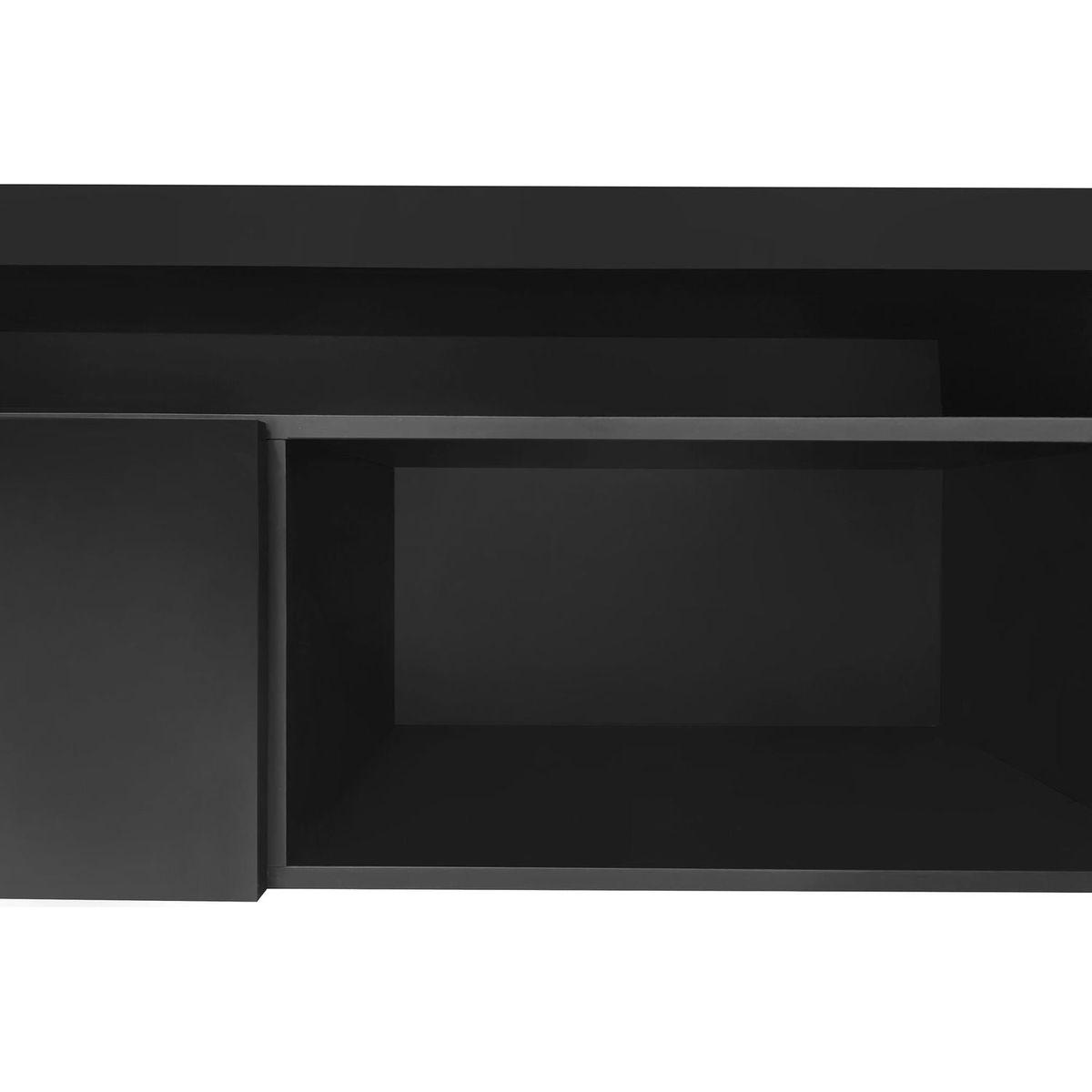 Unique Design TV Stand with 2 Glass Shelves, Ample Storage Space Media Console for TVs Up to 100", Versatile TV Cabinet with LED Color Changing Lights for Living Room, Black