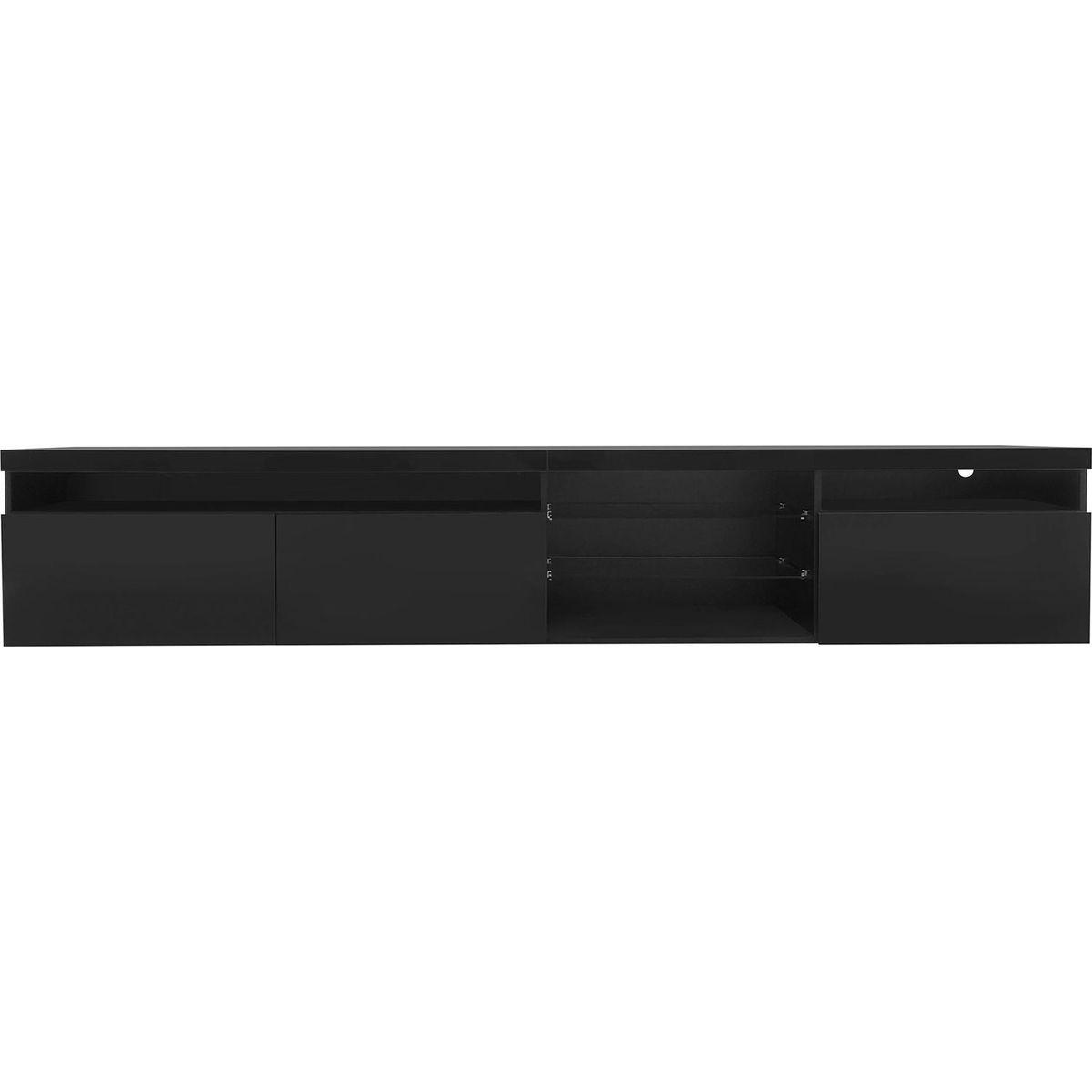 Unique Design TV Stand with 2 Glass Shelves, Ample Storage Space Media Console for TVs Up to 100", Versatile TV Cabinet with LED Color Changing Lights for Living Room, Black