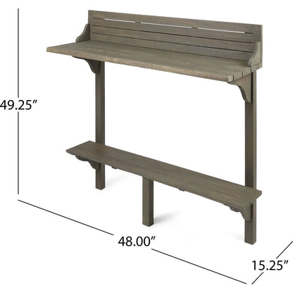 Outdoor Acacia Wood Balcony Bar Table, Gray Finish