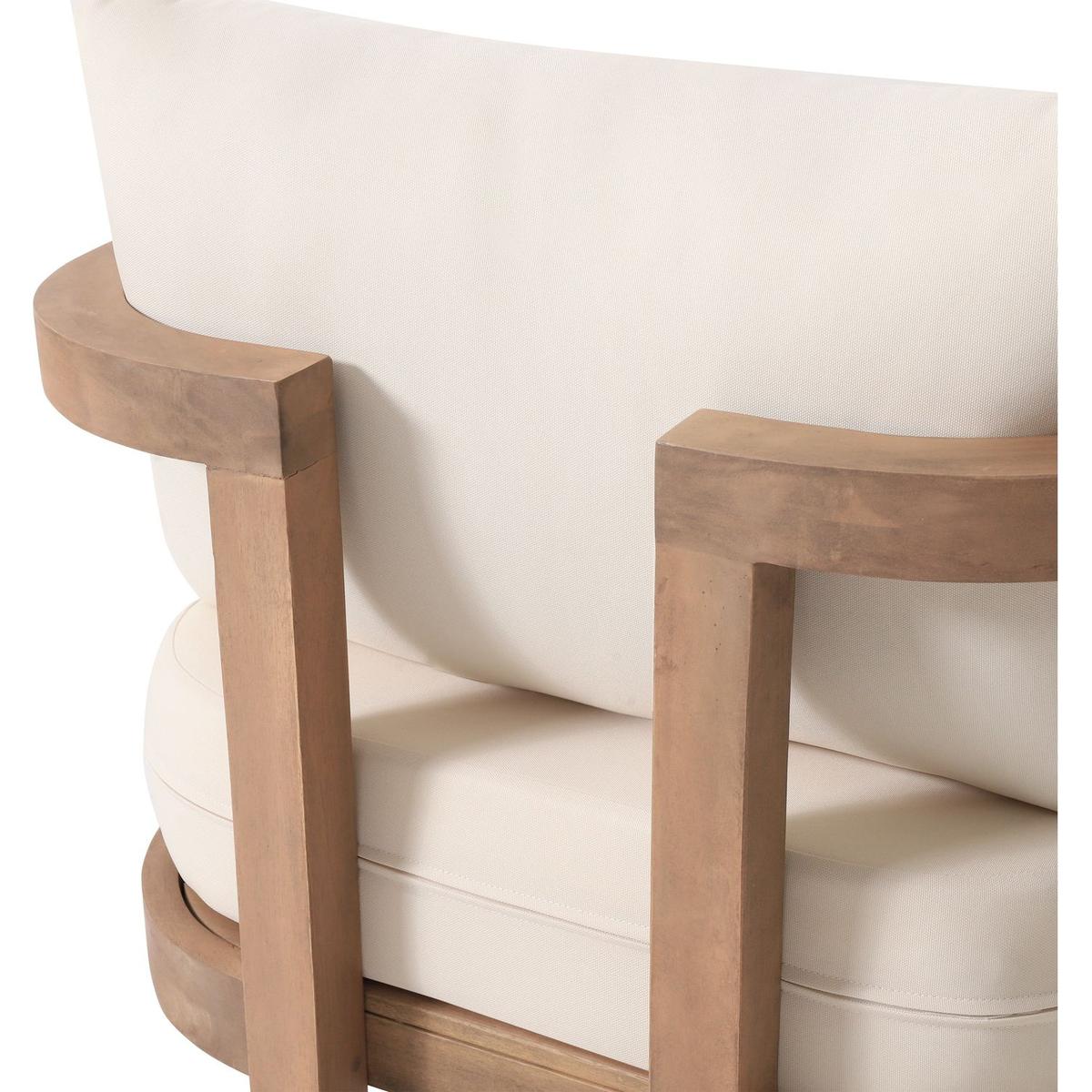 Outdoor Acacia Wood Patio Club Chair, Patio Furniture,Waterproof Thick Cushion Deep Seating for Porch, Garden, Backyard, Balcony, Weight Capacity 400lbs, Brown wash, Beige cushion