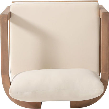 Outdoor Acacia Wood Patio Club Chair, Patio Furniture,Waterproof Thick Cushion Deep Seating for Porch, Garden, Backyard, Balcony, Weight Capacity 400lbs, Brown wash, Beige cushion