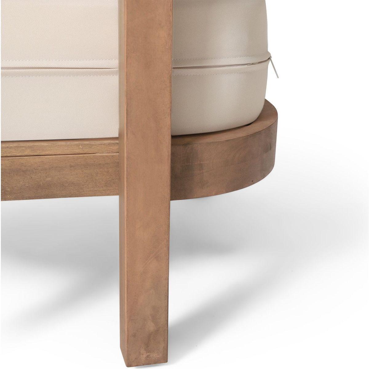 Outdoor Acacia Wood Patio Club Chair, Patio Furniture,Waterproof Thick Cushion Deep Seating for Porch, Garden, Backyard, Balcony, Weight Capacity 400lbs, Brown wash, Beige cushion