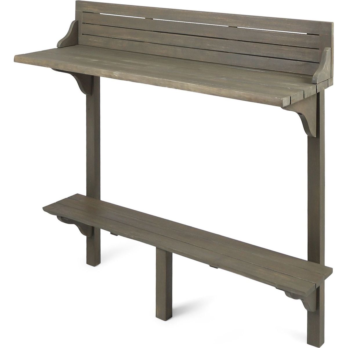 Outdoor Acacia Wood Balcony Bar Table, Gray Finish