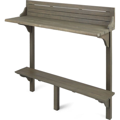 Outdoor Acacia Wood Balcony Bar Table, Gray Finish