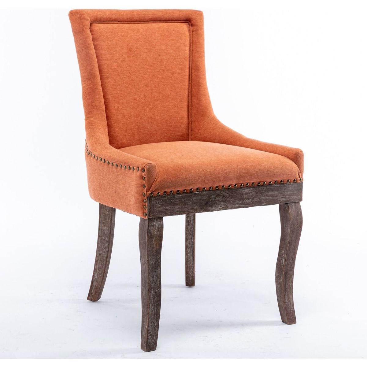 Ultra Side Dining Chairhickened fabric chairs with neutrally toned solid wood legsBronze nail headet of 2range