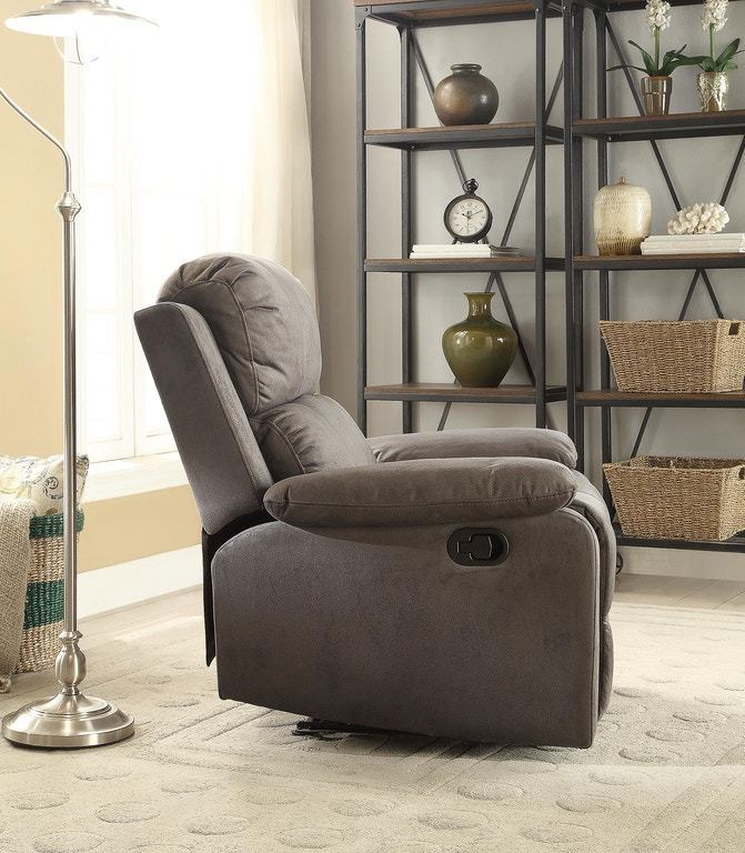 Bina Recliner (Motion) in Charcoal Polished Microfiber